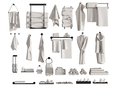 现代浴袍 毛巾架 毛巾卷卫浴小件3d模型 现代浴袍 毛巾架 毛巾卷卫浴小件