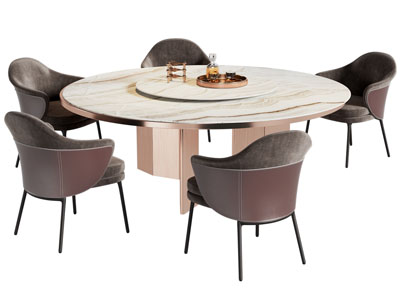 现代圆形餐桌椅组合