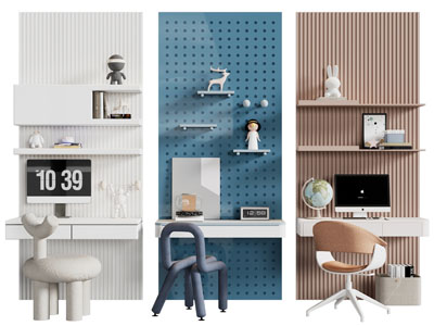 现代洞洞眼收纳书桌椅组合