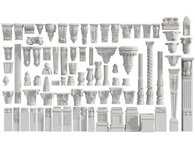 欧式雕花罗马柱子 柱托 柱头 建筑构件3d模型 欧式雕花罗马柱子 柱托 柱头 建筑构件