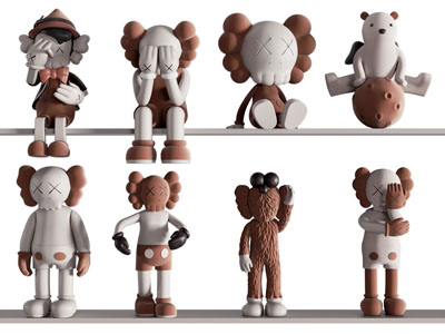 现代Kaws公仔雕塑雕刻摆件组合