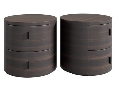 现代圆形实木床头柜