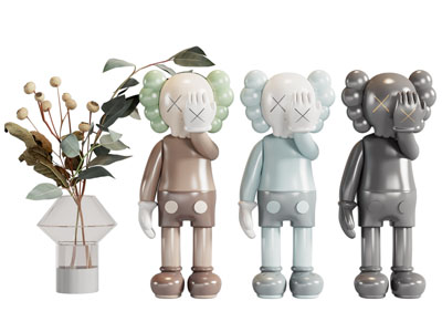 现代Kaws公仔雕塑雕刻摆件组合