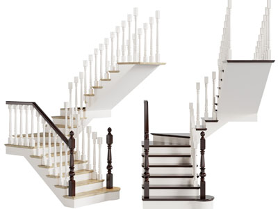 美式实木旋转楼梯3d模型 美式实木旋转楼梯