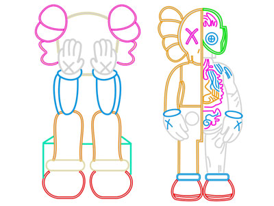 现代Kaws公仔霓虹灯 墙饰