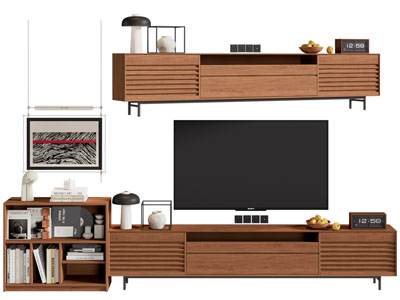 北欧实木电视柜 边柜 电视