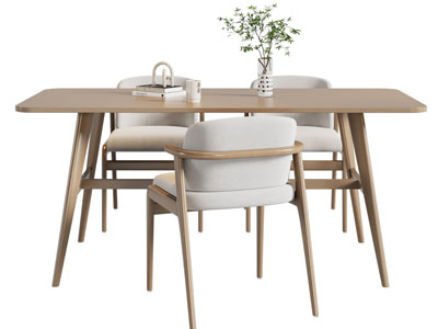 北欧实木长方形餐桌椅组合