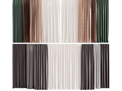 现代布艺窗帘窗纱3d模型 现代布艺窗帘窗纱