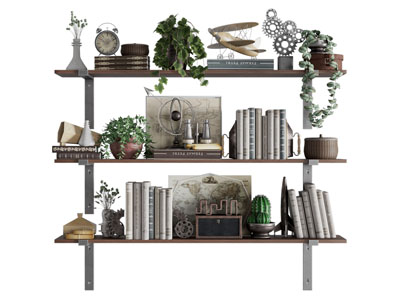 工业风loft隔板书籍 装饰品摆件组合