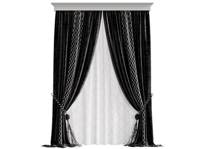 欧式窗帘窗纱3d模型 欧式窗帘窗纱