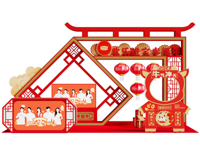 新中式节日美陈 演绎舞台 户外装置