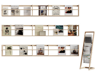 现代墙面实木收纳柜 书刊杂志收纳架