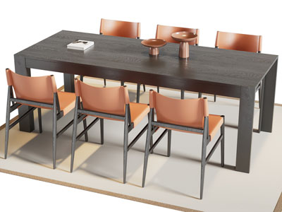 现代长方形餐桌椅组合