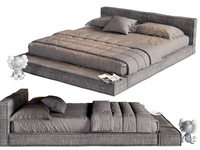 现代布艺双人床