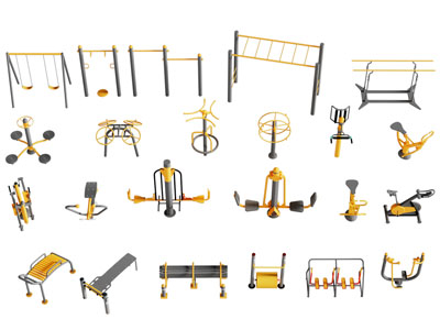 现代社区户外健身器材 体育设备3d模型 现代社区户外健身器材 体育设备