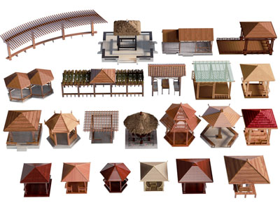 新中式廊架 花架 亭子 凉亭