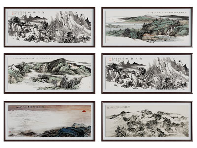 新中式山脉装饰挂画3d模型 新中式山脉装饰挂画