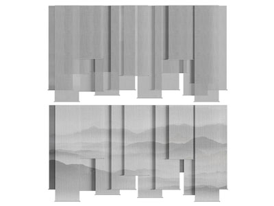 新中式山脉图案的隔断 门帘 挂帘3d模型 新中式山脉图案的隔断 门帘 挂帘