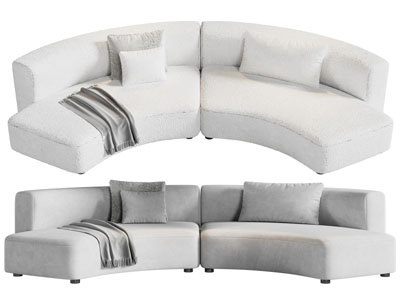 现代弧形多人沙发