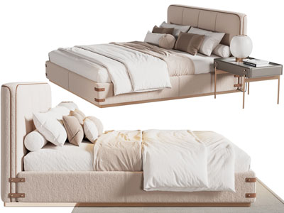 现代双人床 床头柜
