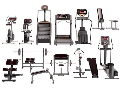 现代跑步机 举重器体育设备3d模型 现代跑步机 举重器体育设备