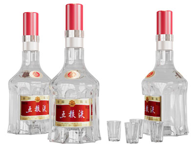现代白酒酒瓶酒杯3d模型 现代白酒酒瓶酒杯