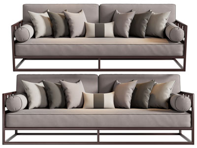 新中式多人沙发