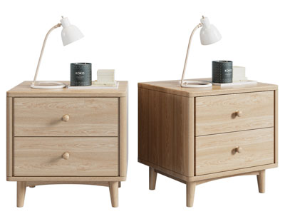 北欧实木床头柜 床头灯