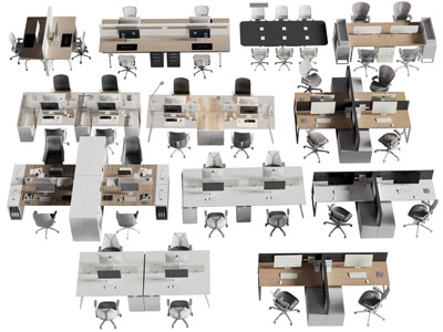 现代办公桌椅组合