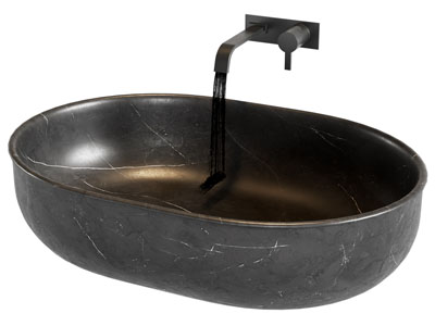现代大理石椭圆形洗手盆 水龙头