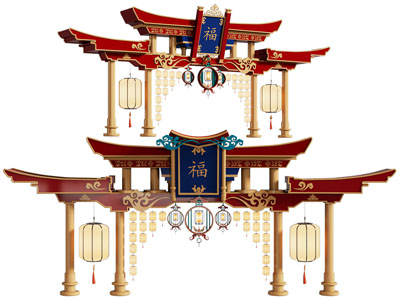 新中式活动大门 仿古建筑大门