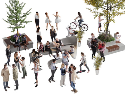 现代在公园里的男人 女人 多人人物3d模型 现代在公园里的男人 女人 多人人物