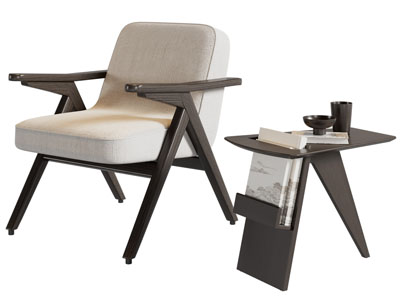 现代休闲椅子 边几