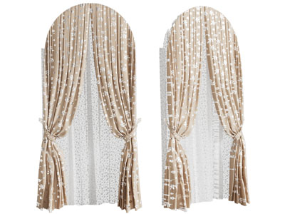 现代窗帘窗纱3d模型 现代窗帘窗纱