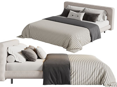 现代布艺双人床