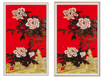 新中式牡丹花装饰挂画3d模型 新中式牡丹花装饰挂画