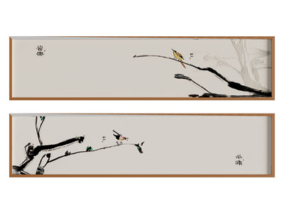 新中式横幅装饰挂画3d模型 新中式横幅装饰挂画