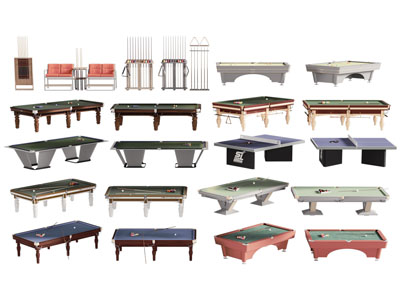 现代台球桌 乒乓球桌体育设备3d模型 现代台球桌 乒乓球桌体育设备