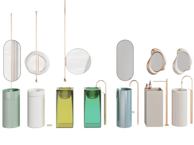 现代轻奢立式洗手台 镜子