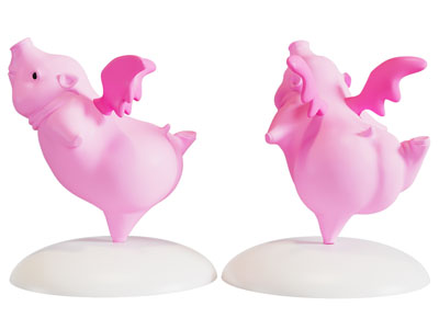 现代飞翔的猪雕塑雕刻摆件组合3d模型 现代飞翔的猪雕塑雕刻摆件组合