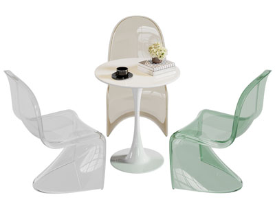 现代亚克力休闲桌椅组合