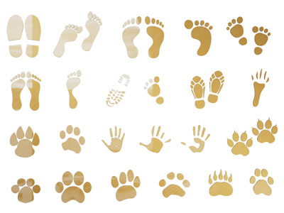 现代脚印 手印剪影 剪纸墙饰