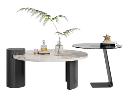 现代圆形拼接茶几3d模型 现代圆形拼接茶几