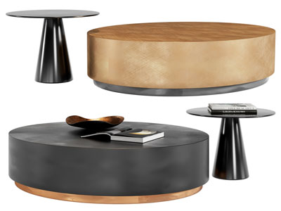 现代圆形茶几边几3d模型 现代圆形茶几边几