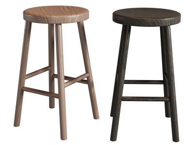 现代圆形实木吧凳