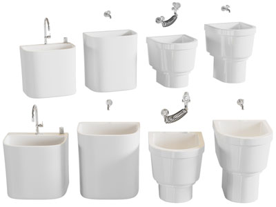 现代陶瓷拖把池 水龙头3d模型 现代陶瓷拖把池 水龙头