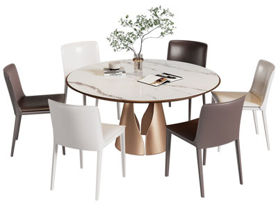 现代圆形餐桌椅组合