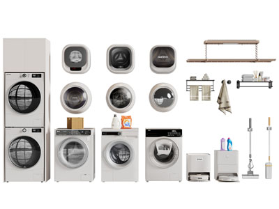 现代洗衣机 扫地机 毛巾 晾衣架3d模型 现代洗衣机 扫地机 毛巾 晾衣架