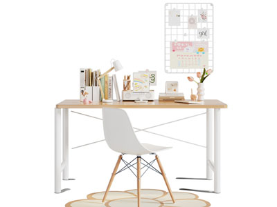 北欧长方形书桌椅组合