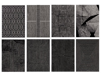 现代黑白几何图案的长方形地毯3d模型 现代黑白几何图案的长方形地毯